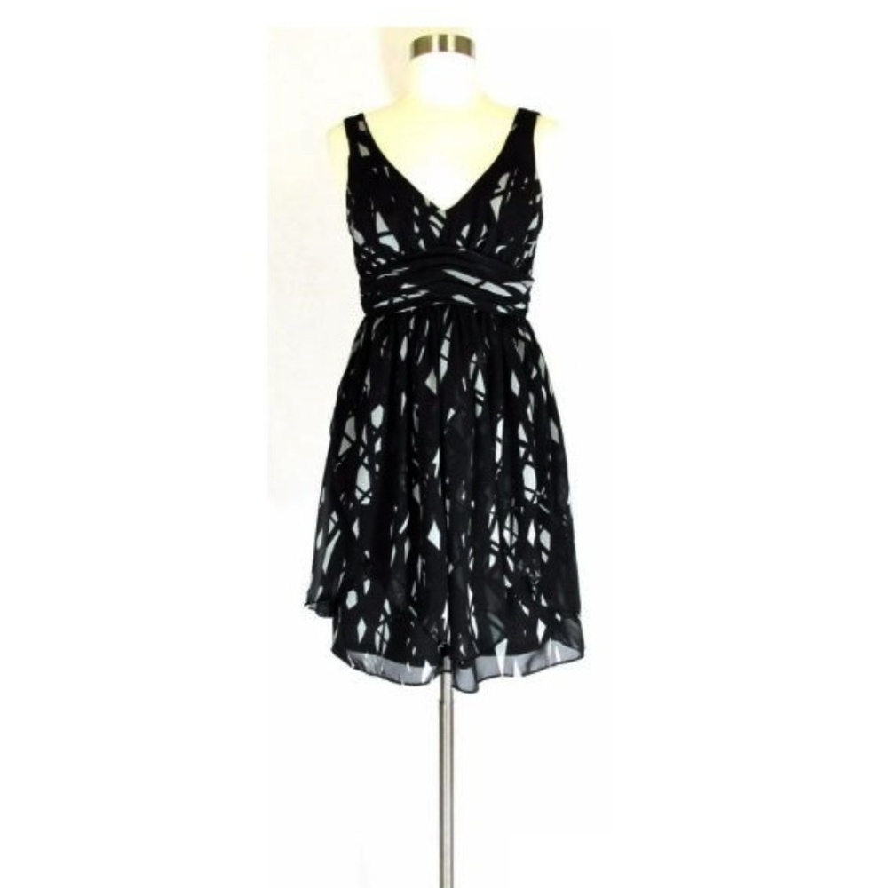 BCBGeneration Dress Chiffon Black Gray Sz 6